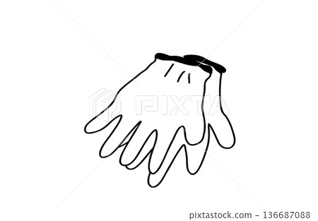 手繪工作手套插圖，包括工作手套和防災用品，向量圖 136687088