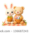 Cute bunny and bear in Easter 136687243