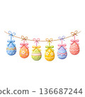 colorful easter eggs isolated on white background 136687244