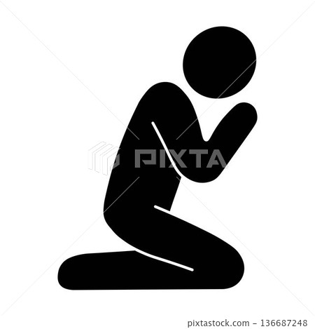 Praying Person Icon, Prayer Pose Human Pictogram Symbol Illustration Praying Person Icon, Prayer Pose Human Pictogram Symbol Illustration 136687248