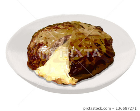Cheese-in hamburger (with plate) Cheese-in hamburger (with plate) 136687271