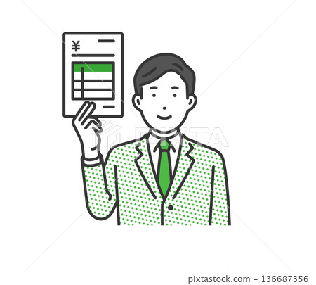 Man in suit showing documents Man in suit showing documents 136687356