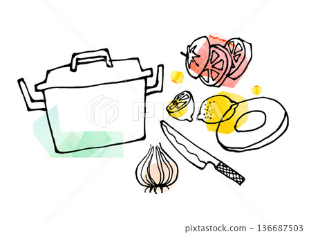 Sketch-style illustrations, cooking images, home cooking Sketch-style illustrations, cooking images, home cooking 136687503