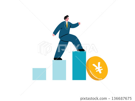 A male office worker who improves performance and earns money A male office worker who improves performance and earns money 136687675