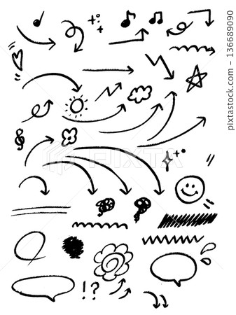 Simple hand-drawn arrow material set Simple hand-drawn arrow material set 136689090
