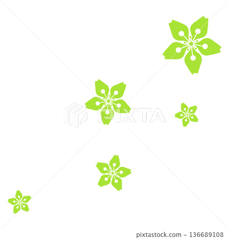 Five yellow-green cherry blossoms Five yellow-green cherry blossoms 136689108