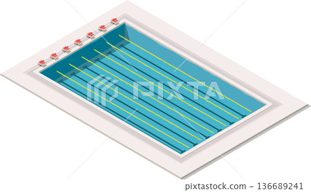 Isometric olympic swimming pool illustration Isometric olympic swimming pool illustration 136689241