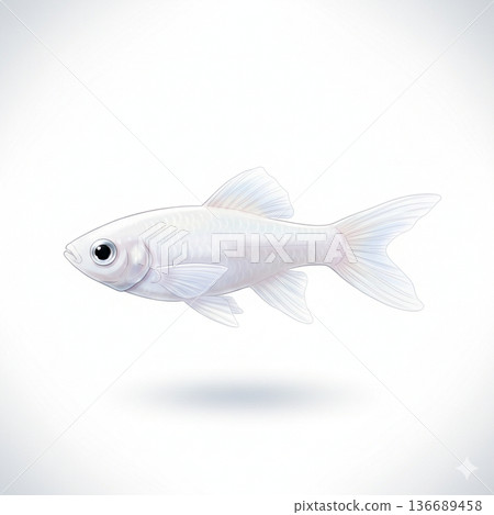 白色背景上的白色鱂魚 136689458