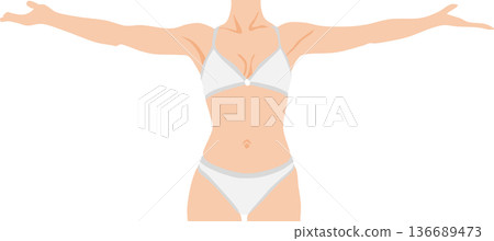 Illustration of a woman who succeeded in dieting Illustration of a woman who succeeded in dieting 136689473