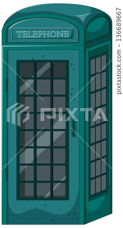 Vintage Blue Telephone Booth Vector Illustration 136689667