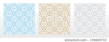 Set of abstract geometric patterns. Seamless vector backgrounds. Colored ornaments Graphic modern patterns Simple lattice graphic design Set of abstract geometric patterns. Seamless vector backgrounds. Colored ornaments Graphic modern patterns Simple lattice graphic design 136689710