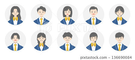 High school student icon set | Circle High school student icon set | Circle 136690084