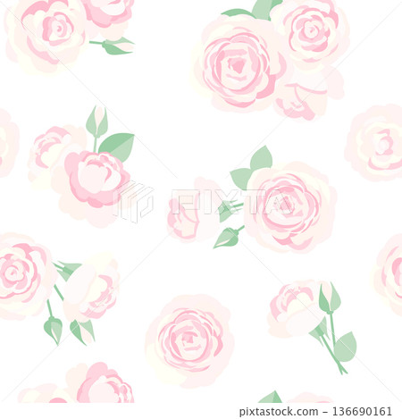 Pink roses retro seamless pattern Pink roses retro seamless pattern 136690161