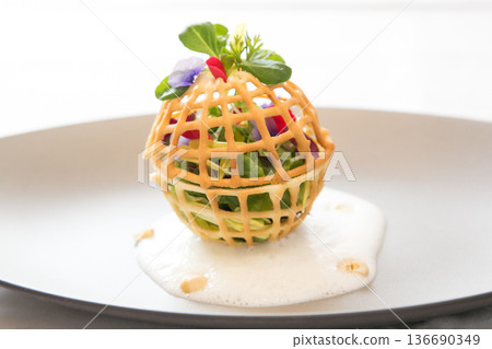 Salad in a stylish atmosphere, a classy appetizer Salad in a stylish atmosphere, a classy appetizer 136690349
