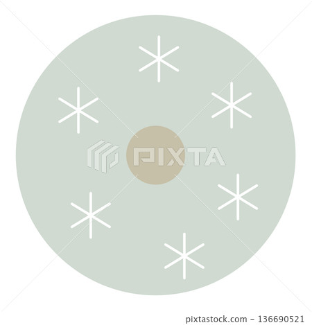 一個簡單的白色蒲公英絨毛俯視圖向量插圖圖標 136690521