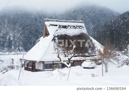 Thatched roof houses in Miyama 136690584
