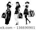 Shopping, woman, monochrome 136690901
