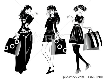 Shopping, woman, monochrome Shopping, woman, monochrome 136690901