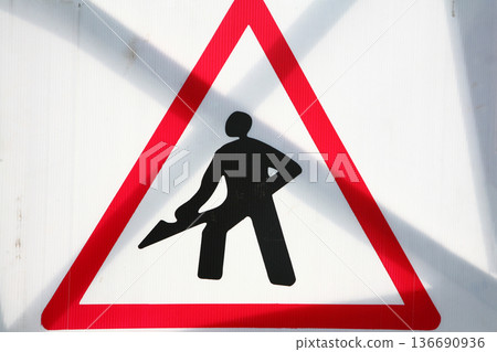 Traffic sign Workplace warning Argentina Traffic sign Workplace warning Argentina 136690936