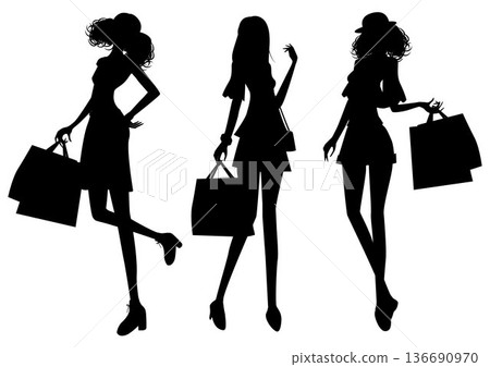 Shopping, woman, monochrome 136690970