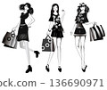Shopping, woman, monochrome 136690971