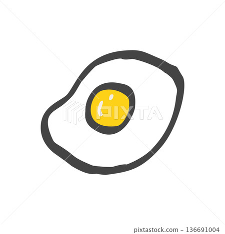 Simple fried egg hand-drawn icon illustration that can be used for POP illustrations Simple fried egg hand-drawn icon illustration that can be used for POP illustrations 136691004