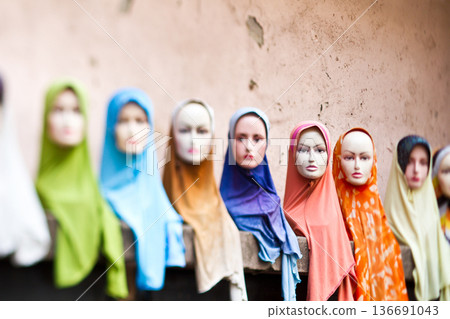 Hijab for sale in a Market in Kuala Lumpur Hijab for sale in a Market in Kuala Lumpur 136691043