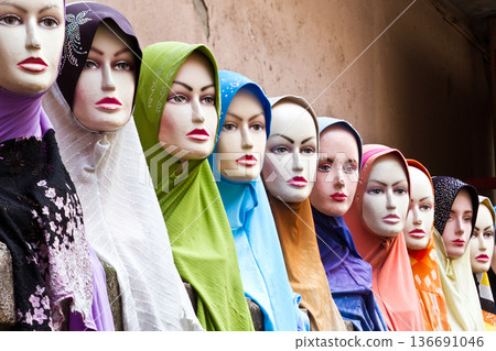 Hijab for sale in a Market in Kuala Lumpur Hijab for sale in a Market in Kuala Lumpur 136691046