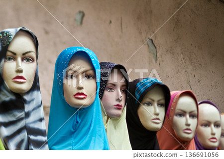 Hijab for sale in a Market in Kuala Lumpur Hijab for sale in a Market in Kuala Lumpur 136691056