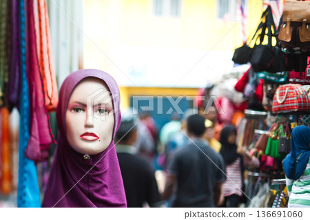 Hijab for sale in a Market in Kuala Lumpur 136691060