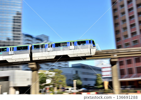 Scenery through the monorail of Shibaura Scenery through the monorail of Shibaura 136691288
