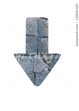 Arrow Down Stone Block Texture 3D Icon Illustration Clipping Material Arrow Down Stone Block Texture 3D Icon Illustration Clipping Material 136691487
