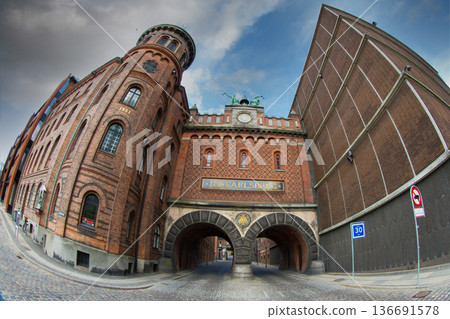 Double-arched Gateway at Carlsberg district in Frederiksberg in Denmark Double-arched Gateway at Carlsberg district in Frederiksberg in Denmark 136691578