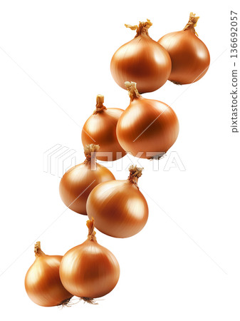 Assorted whole onions of different colors and types isolated on white background, freshness, variety, and natural produce Assorted whole onions of different colors and types isolated on white background, freshness, variety, and natural produce 136692057