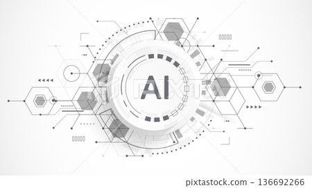 Abstract artificial intelligence chipset on science template with circuit board in futuristic concept technology artwork for web, banner, card, cover. Vector illustration Abstract artificial intelligence chipset on science template with circuit board in futuristic concept technology artwork for web, banner, card, cover. Vector illustration 136692266