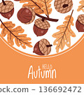 Square Background with Acorns and Oak Leaves in Flat Style for Autumn Greeting Cards, Thanksgiving Party Posters, Social Media Banners, Product Packaging Labels, Website Decor and Holiday Branding Square Background with Acorns and Oak Leaves in Flat Style for Autumn Greeting Cards, Thanksgiving Party Posters, Social Media Banners, Product Packaging Labels, Website Decor and Holiday Branding 136692472