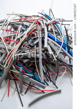 VVF cable sheath scraps from practice for the second-class electrician skill test 136692567