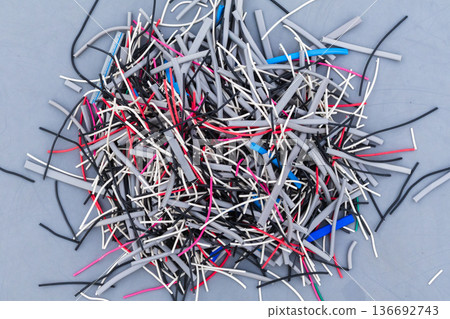 VVF cable sheath scraps from practice for the second-class electrician skill test VVF cable sheath scraps from practice for the second-class electrician skill test 136692743