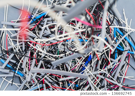 VVF cable sheath scraps from practice for the second-class electrician skill test 136692745