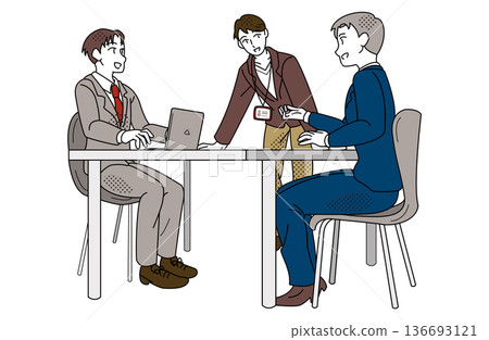 男性商務團隊會議場景插圖 136693121