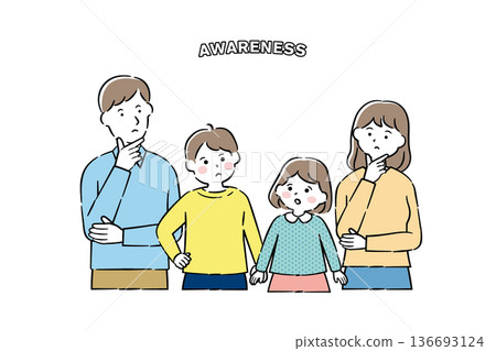 Family illustration with considering expressions 4C Family illustration with considering expressions 4C 136693124