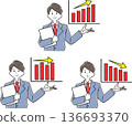 Businessman graph, analysis illustration set 136693370
