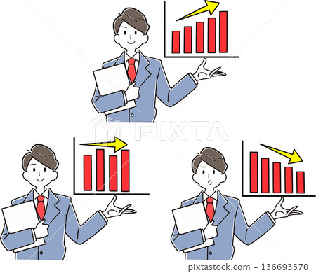 Businessman graph, analysis illustration set 136693370
