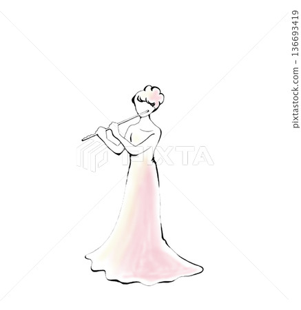 A woman blowing a flute 136693419
