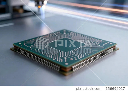 一張高效能半導體微晶片的圖片，象徵著運算的未來。 136694017
