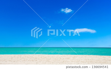 Blue sea and blue sky. Beach and sea. 136694541
