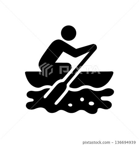 Rowing Against The Current Icon 136694939