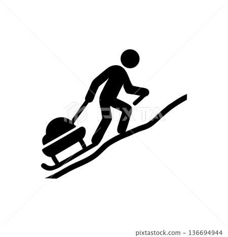 Pulling Heavy Weight Uphill Icon Pulling Heavy Weight Uphill Icon 136694944