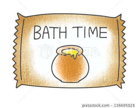 簡單、獨立包裝的浴鹽，帶有蜂蜜香味和復古質感 136695028