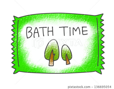 Simple, individually wrapped bath salts with a forest scent and an analog feel 136695054